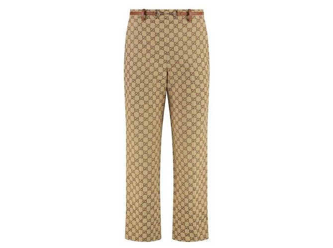 Gucci Pantalones de algodón Horsebit Castaño 