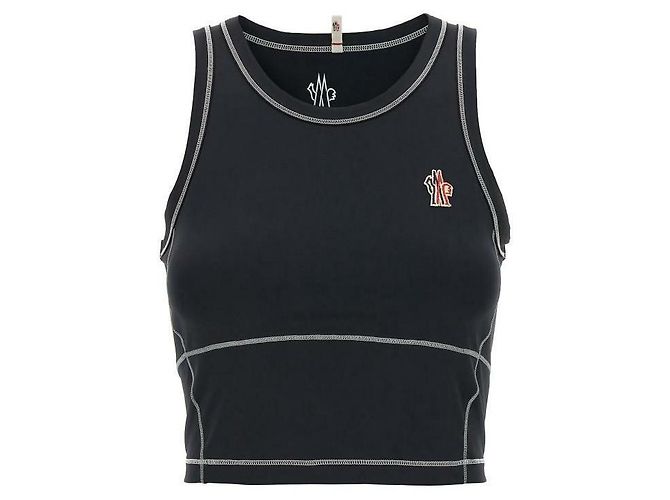 Moncler Ärmellose Weste mit Grenoble-Logo-Patch Schwarz 