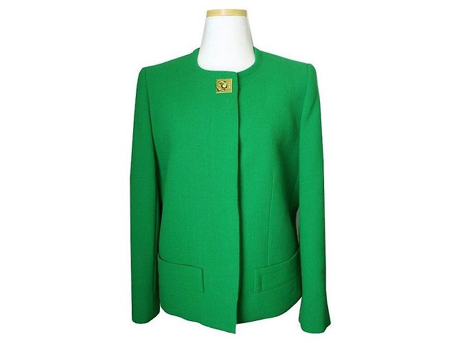Céline Giacca verde in tono oro Celine