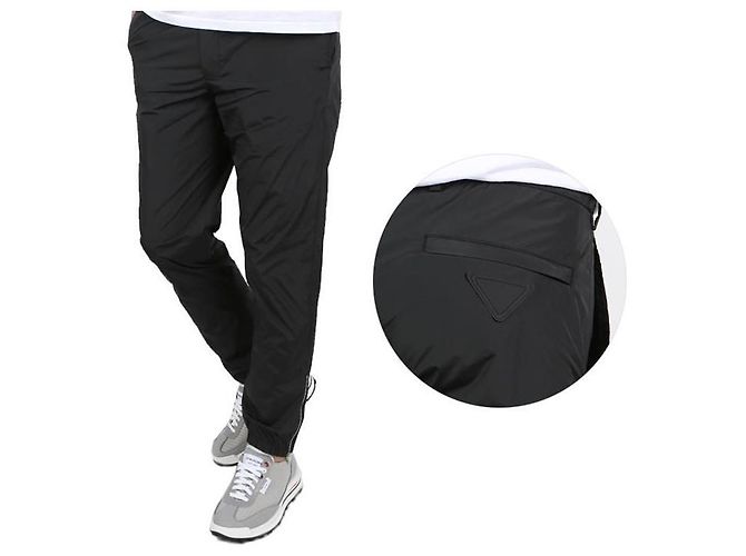 Prada Pantaloni con zip e logo Nero 