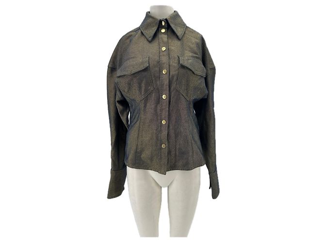 Autre Marque Fitted denim jacket with sequins Blue