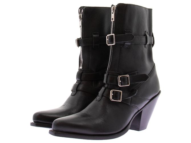 Céline Botas vaqueras negras de cuero Negro