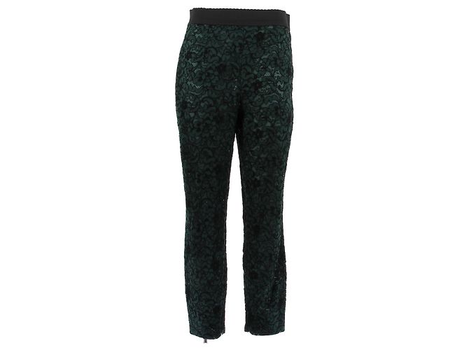 Dolce & Gabbana Calça verde de renda e seda