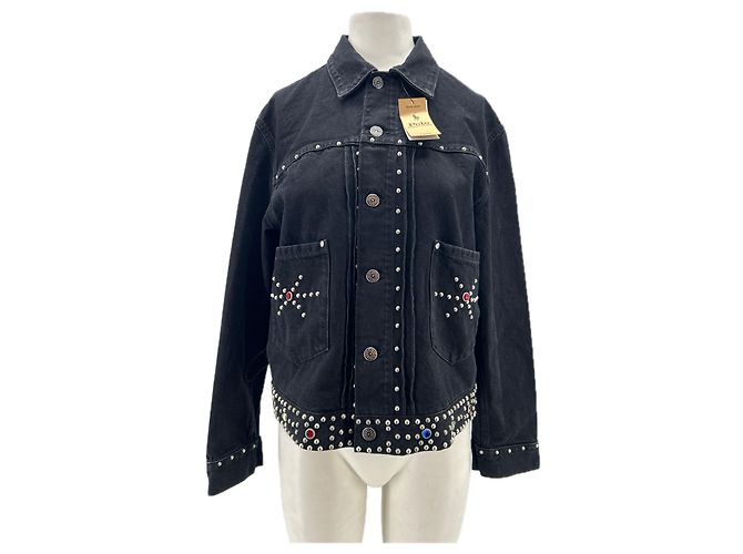 Polo Ralph Lauren Giacca in denim nera con borchie Nero