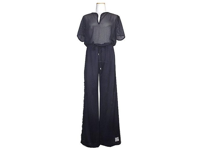 Chanel Black Mesh Top Pants Set