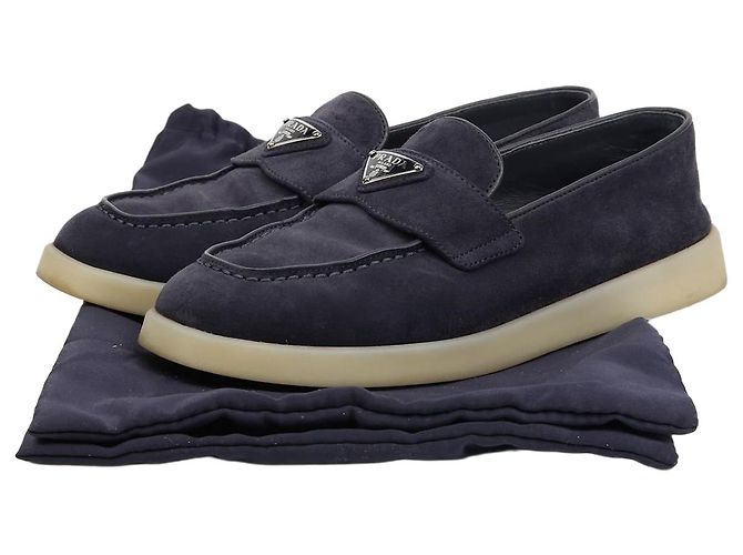 Prada Triangular Logo Loafer Size Blue