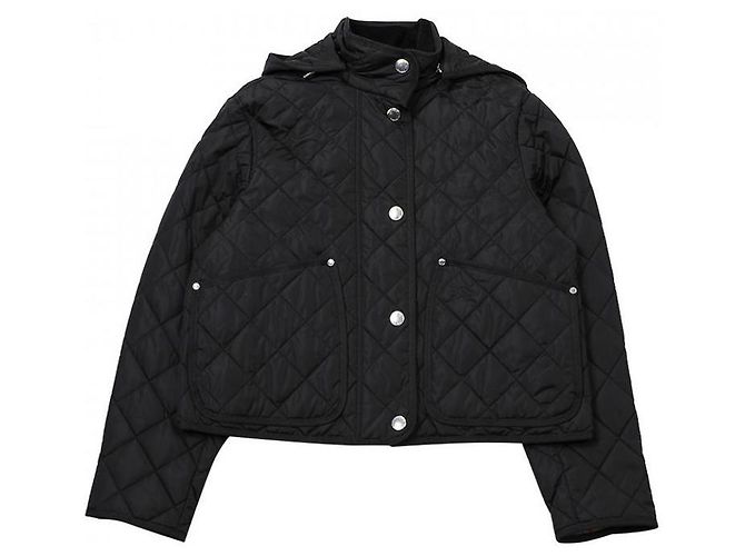 Burberry Diamond Quilting Nylon Crop Jacket Black