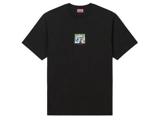 Kenzo Kurzarm-T-Shirt Dschungel-Elefant Schwarz