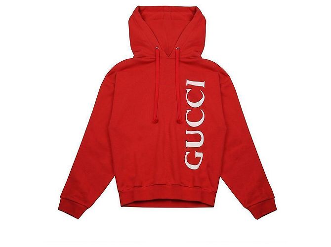 Gucci Kapuzenpullover mit Logo-Print Rot 