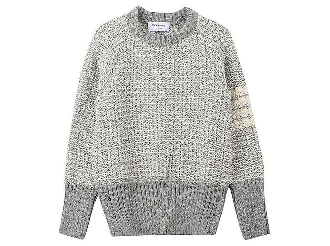 Thom Browne Pull à col rond avec manches à couture Marron