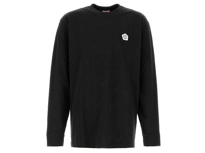 Kenzo Langarm-T-Shirt mit Blumenmuster Schwarz