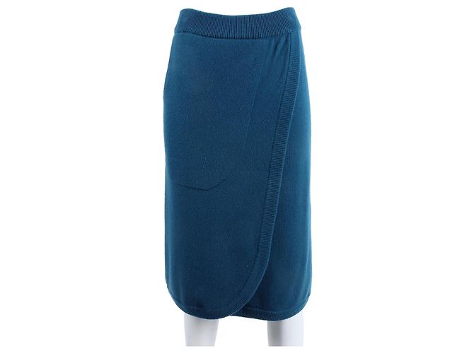 Saia de cashmere Hermès com faixa Azul