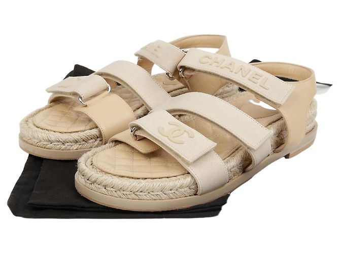 Chanel Velcro Rope Sandals Size Brown