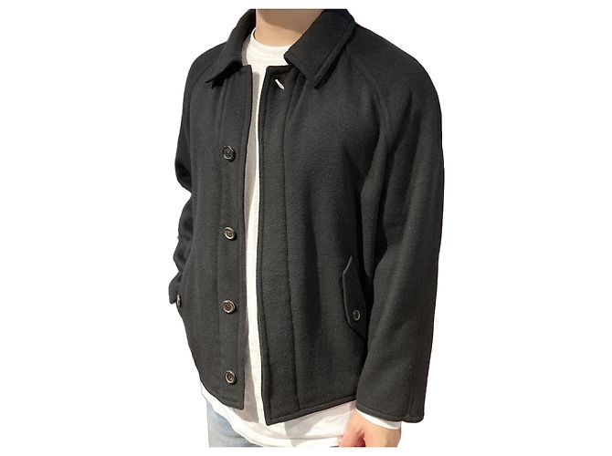 Hermès Cashmere Single Short Jacket Coat Black