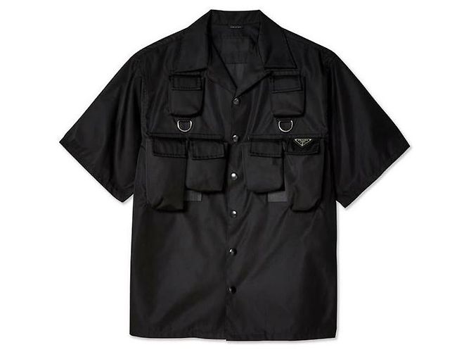 Prada Nylon Kurzarmhemd Schwarz 