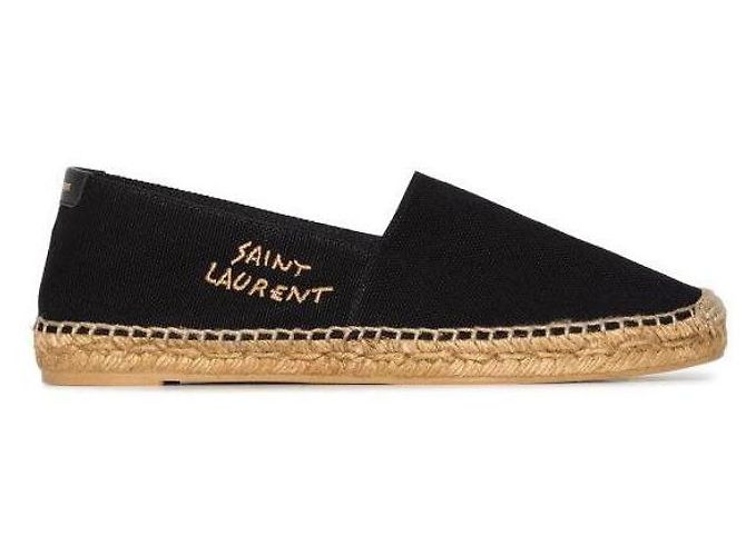 Saint Laurent Espadrilles mit gesticktem Logo Schwarz