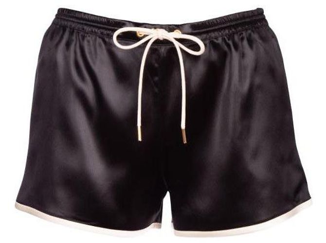 Céline Mini Shorts de Satén Negro 