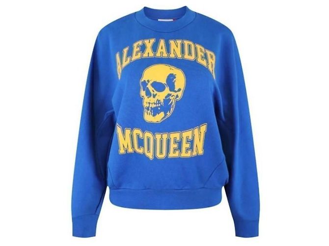 Alexander Mcqueen Pullover mit Totenkopf-Print Blau 