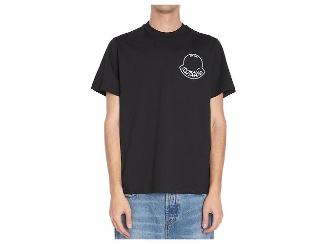 Moncler Logo Print Cotton T-Shirt Black