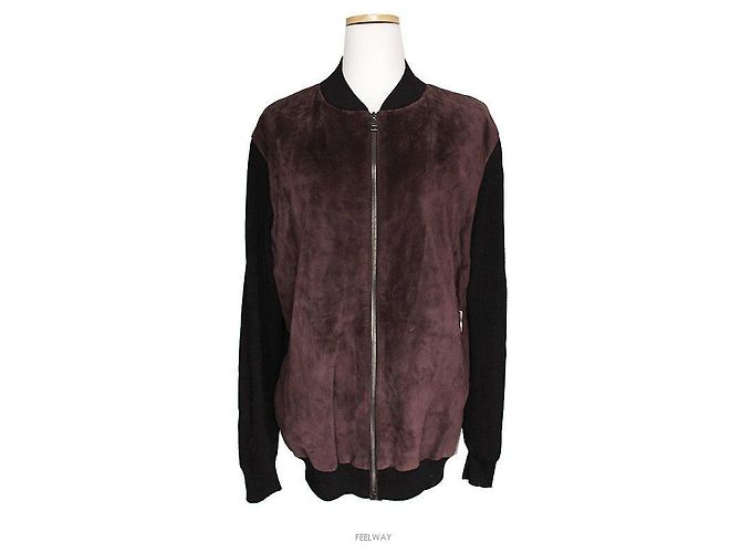 Salvatore Ferragamo Giacca in suede marrone con zip