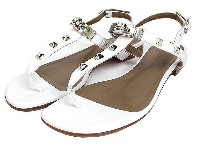 Hermès White Olivia Sandals