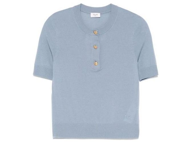 Céline Pullover mit Rundhalsausschnitt aus feiner Wolle Blau 