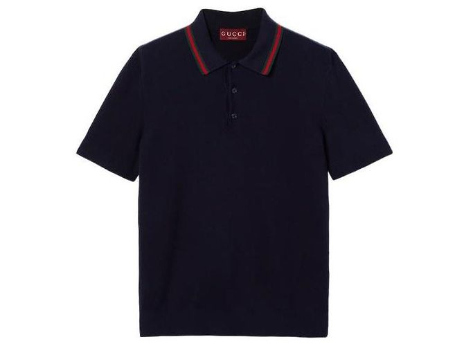 Gucci Seiden-Baumwoll-Polohemd Blau