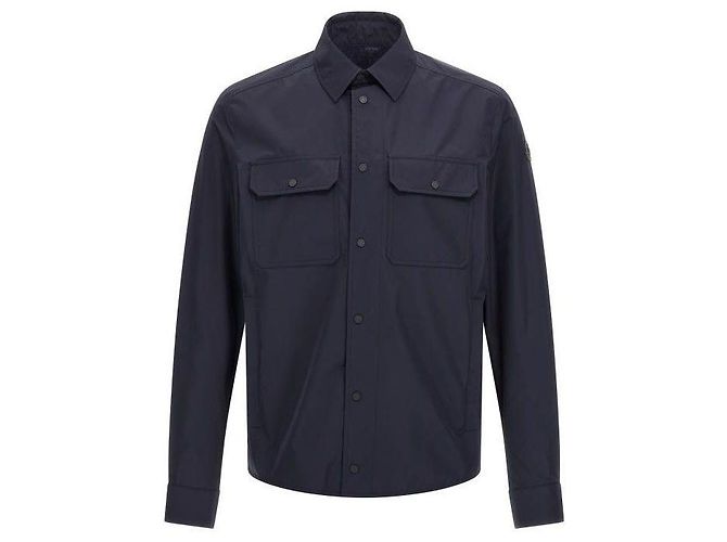 Moncler Camicia con patch in pelle Blu 