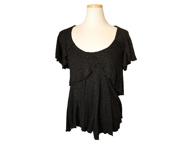 Isabel Marant Schwarzes Glitzer-Rüschenshirt
