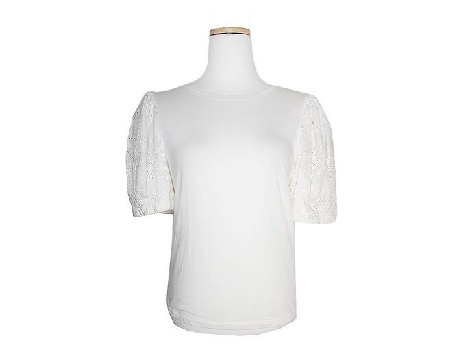 Alice + Olivia Ivory Eyelet Ärmel Top von Alice und Olivia Weiß