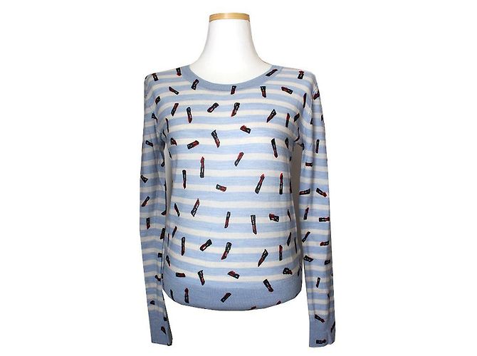 Leichtes blau gestreiftes Strickoberteil von Sonia Rykiel