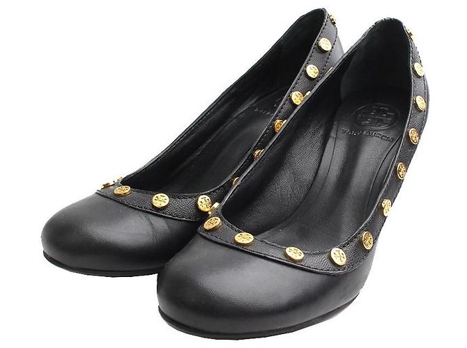 Pompes Logo Or Tory Burch Noir