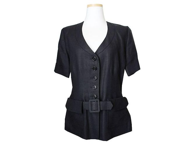 Sonia Rykiel Black Linen Belted Jacket