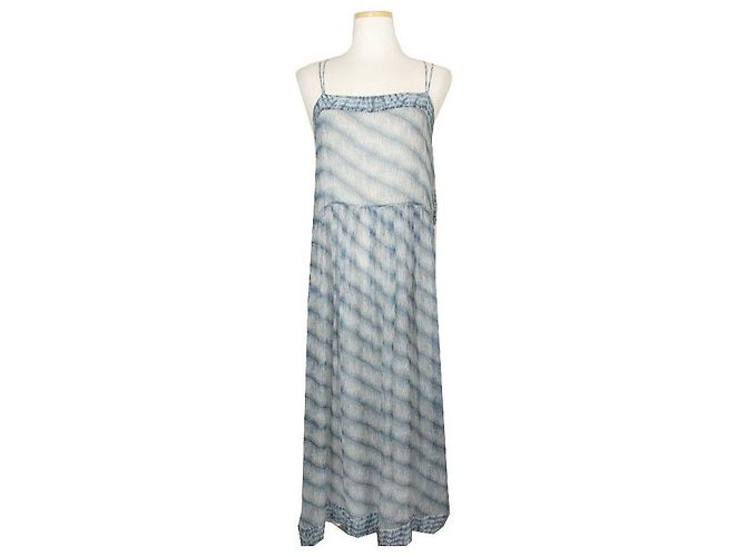 Isabel Marant Vestido de seda azul transparente