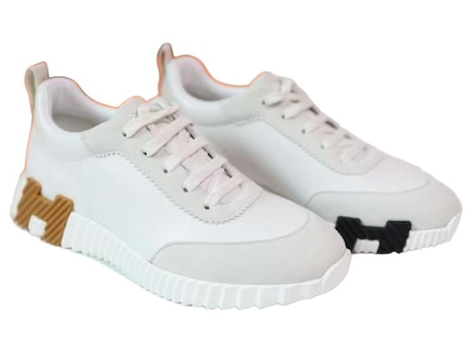 Hermès Zapatillas Bouncing de Cuero Blanco