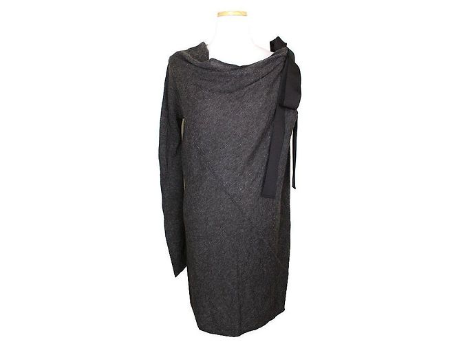 Dolce & Gabbana Grau Alpaka-Mix Kleid Braun
