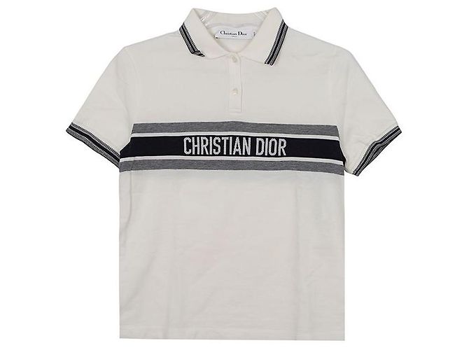 Dior Signature Band Polo-Shirt Größe Weiß