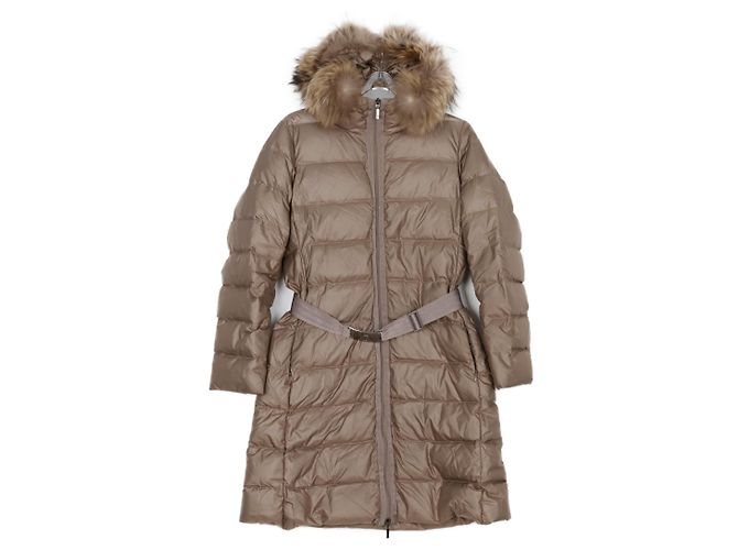 Moncler Fabre Long Down Jacket Size Brown