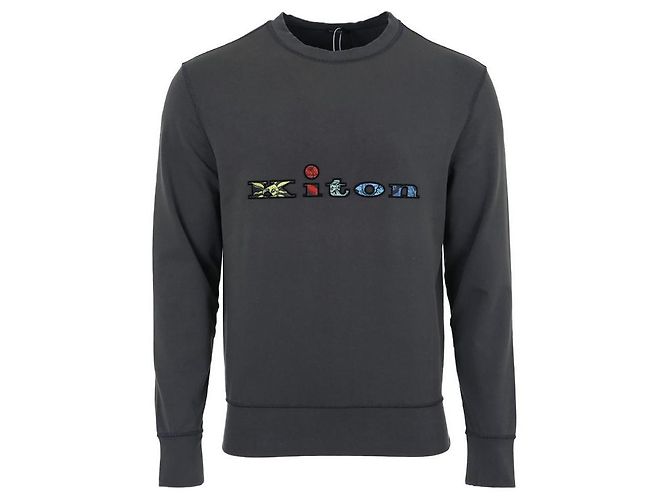 Kiton GRAUEN SWEATSHIRT MIT MULTIFARBIGEM BESTICKTEM LOGO Braun