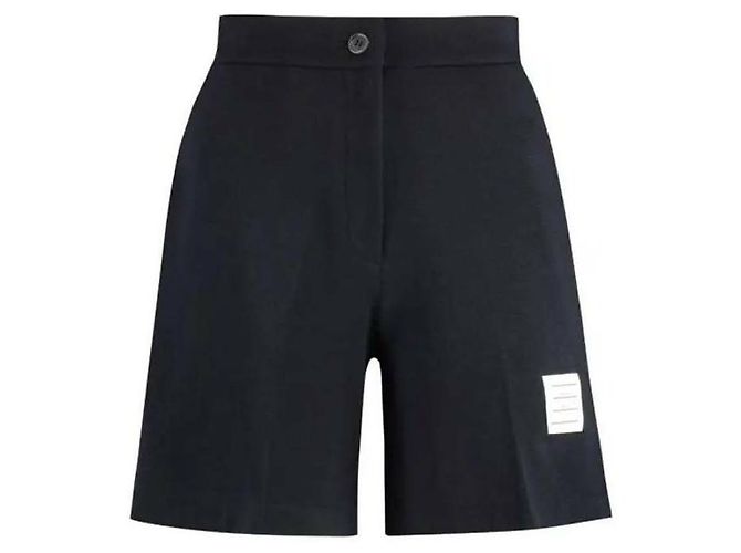 Thom Browne High Waist Wool Shorts Blue