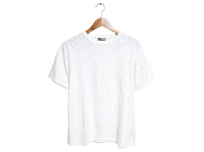 Dior Oblique Kurzarm-T-Shirt aus Frottee Weiß