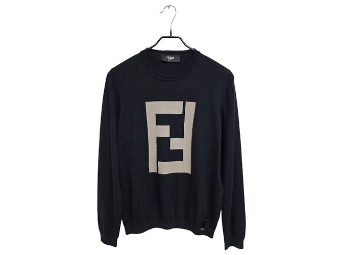 Fendi Cashmere-Strick mit FF-Logo Schwarz 