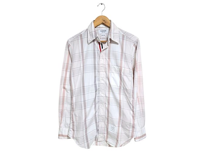 Thom Browne Hidden Three-Stripe Poplin Check Shirt Multiple colors
