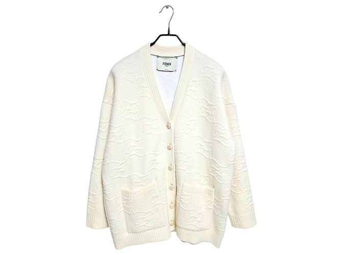 Fendi Damen Calligraphy Cardigan Weiß 