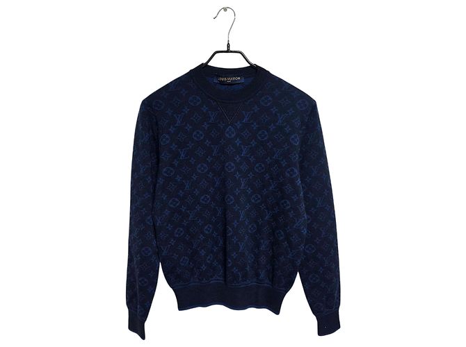 Louis Vuitton Cashmere-Strick mit Monogramm GVB Blau 