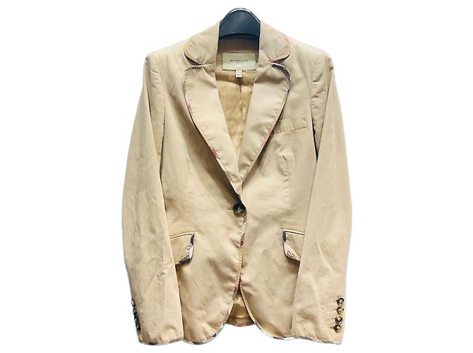 Burberry Jaqueta de algodão feminina Marrom