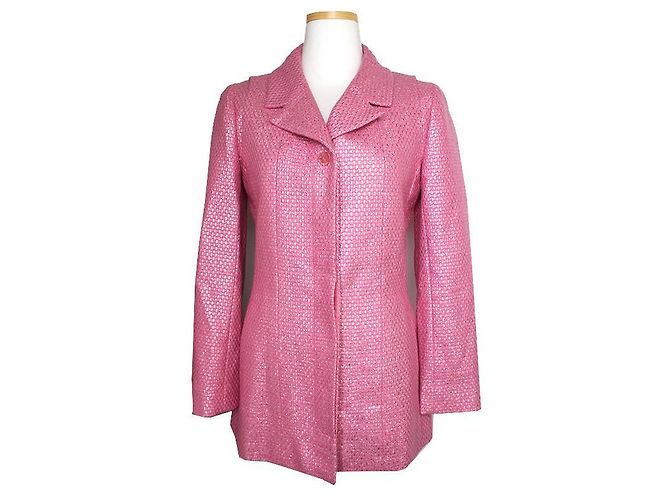 Chanel Metallic Pink Wool Silk Blend Jacket