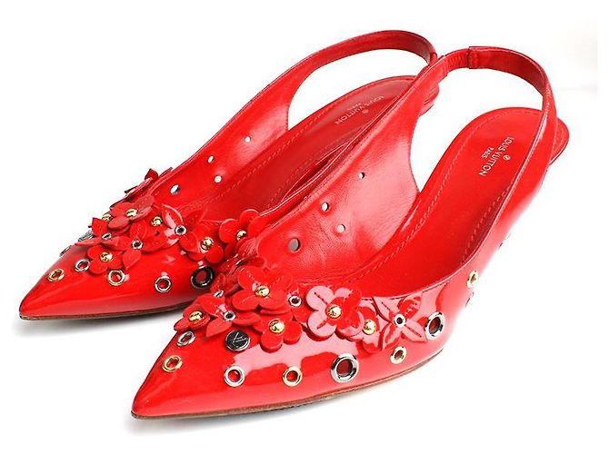 Louis Vuitton Chaussures Slingback à Fleurs Rouges