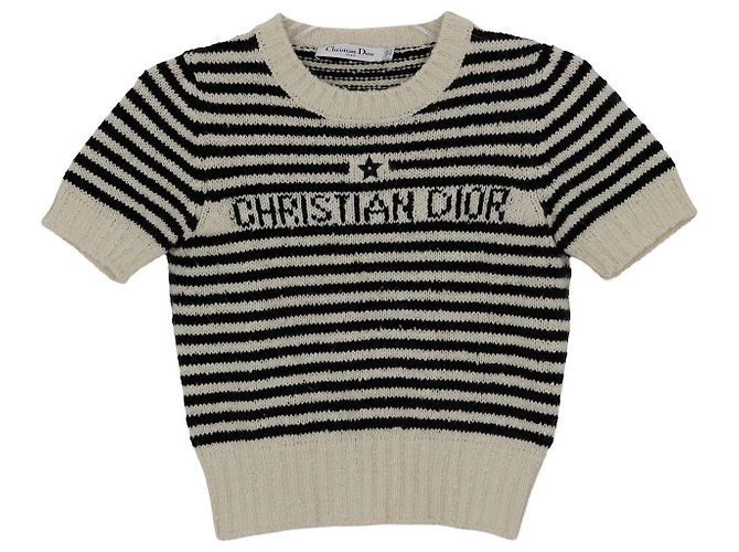 Dior Mariniere Streifen Kurzarm Strick Größe Weiß