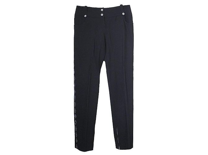 Dior Boutique White Stitch Wool Blend Pants